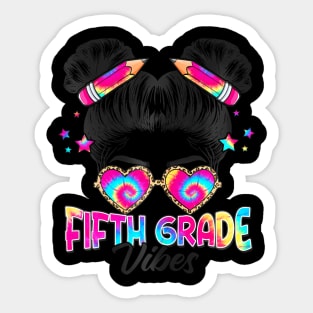 5Th Grade Vibes Messy Hair Bun Girl Back To School First Day Sticker